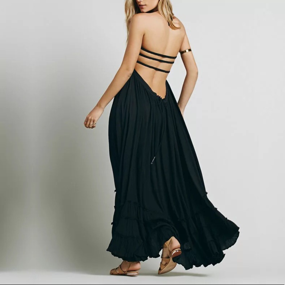 Black Backless Maxi Dress